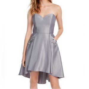 Blondie Nites strapless sweetheart neckline fit and flare dress size 13 silver